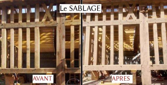 Artisan pour le décapage sablage par l'aérogommage de colombages en bois à côté d'Etretat 76